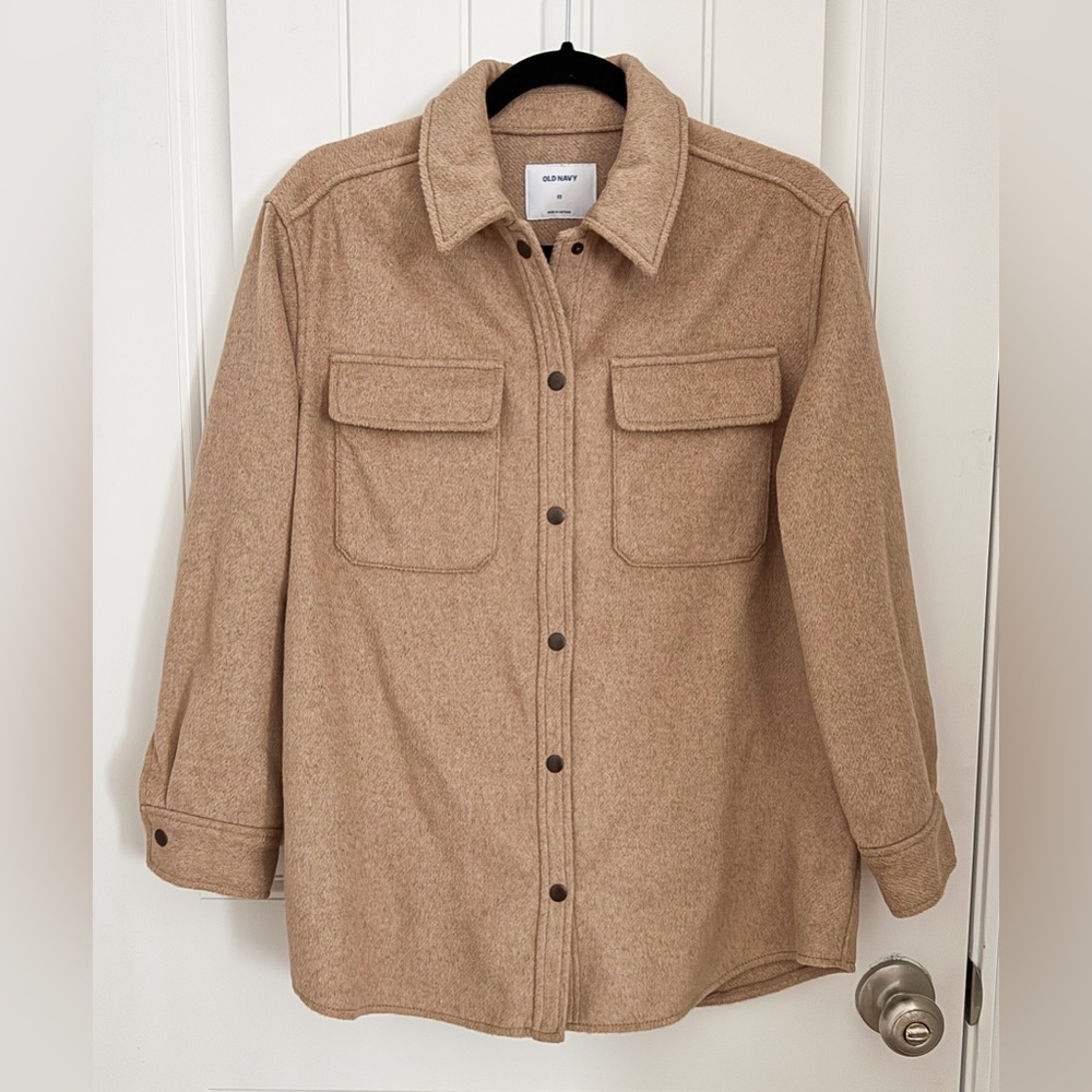 Old Navy Tan Button-Up Shirt Jacket